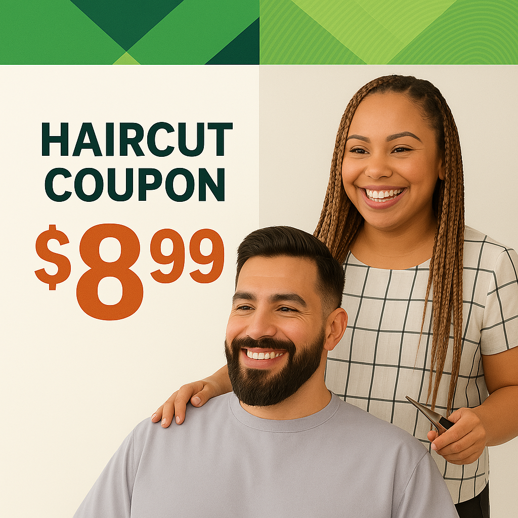 Haircut Coupons Facebook ad from Apr 15, 2025