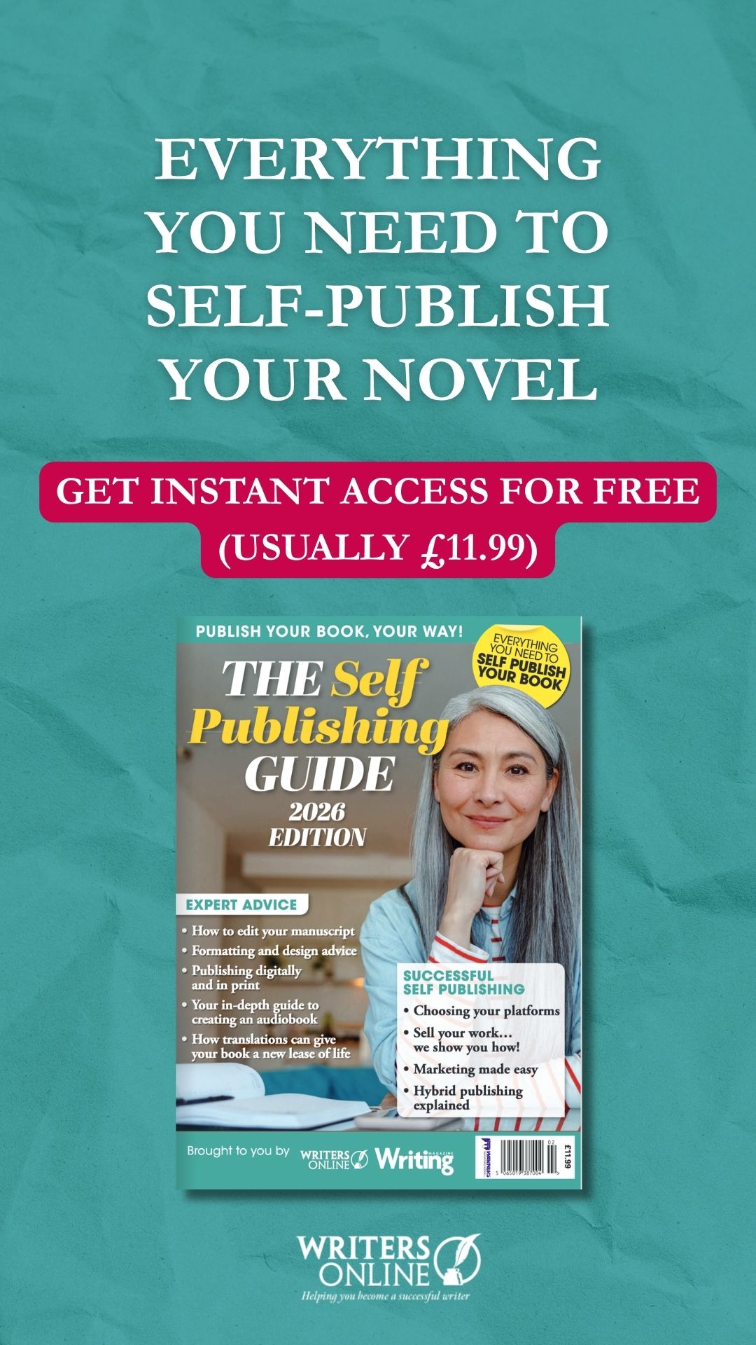 Writers Online Facebook ad from May 20, 2026