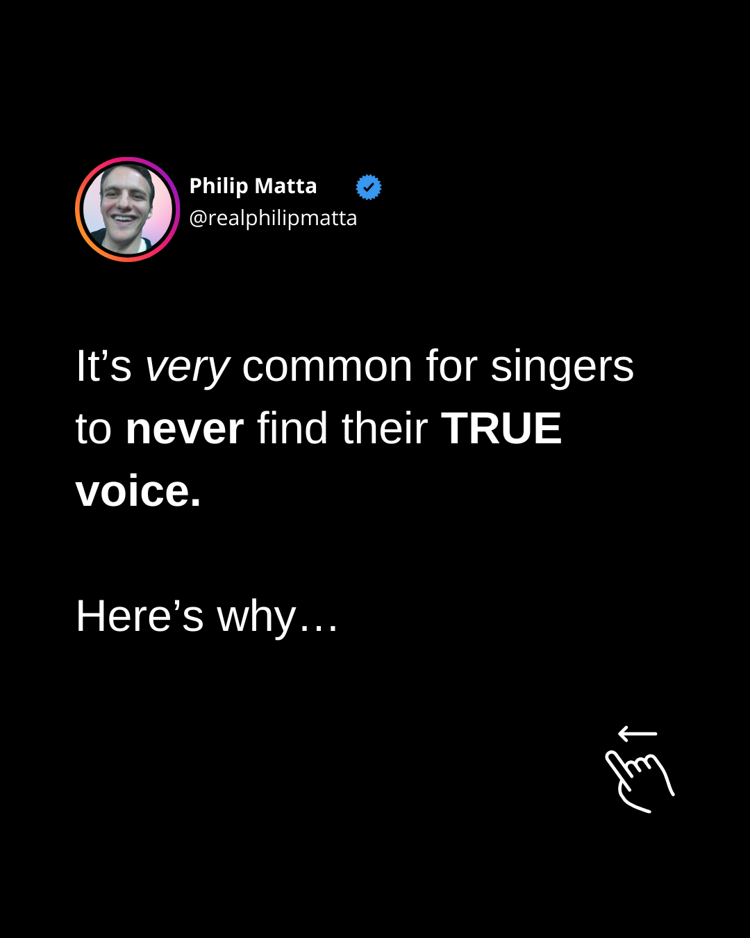 Philip Matta Facebook ad: Let's talk about your voice for a second.
