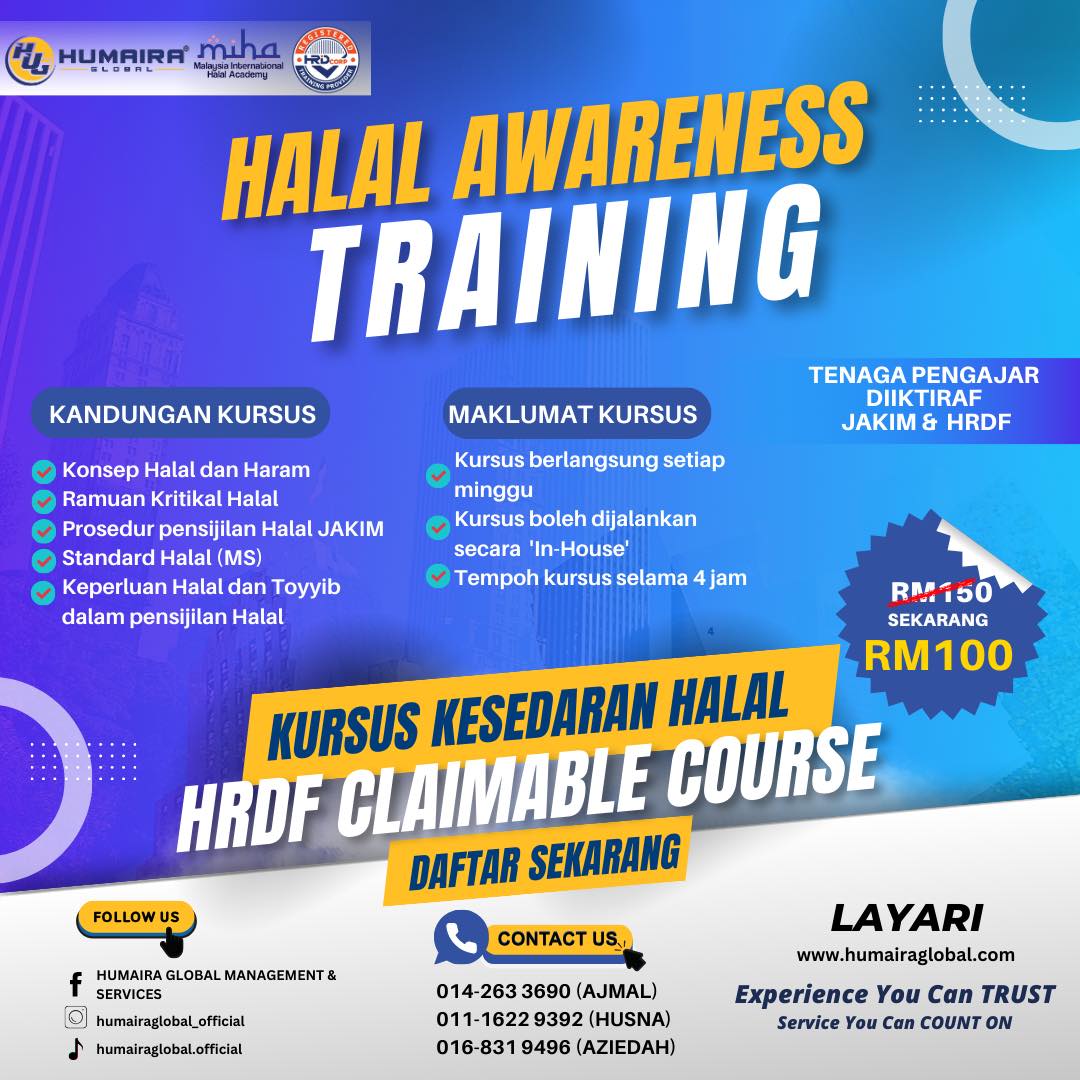 Humaira Global Management & Services Facebook ad: Elevate your team’s understanding of Halal Certification…
