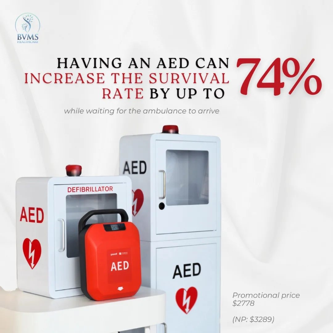 Biovitality Medical Supplies Facebook ad: Did you know that cardiac arrests can happen…