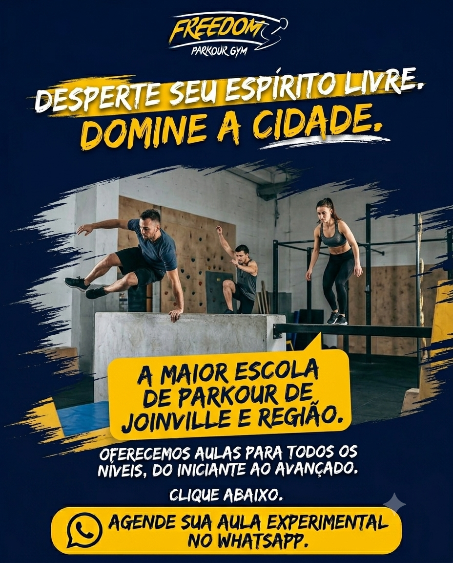 Freedom Parkour Gym Facebook ad: Agende Uma Aula Agora!