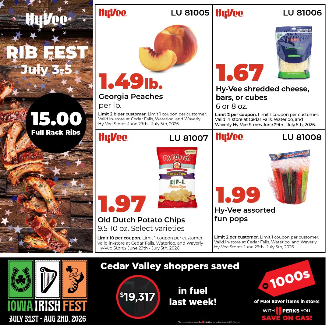 Hy-Vee Facebook ad: Cedar Valley shoppers, your digital coupons are live…