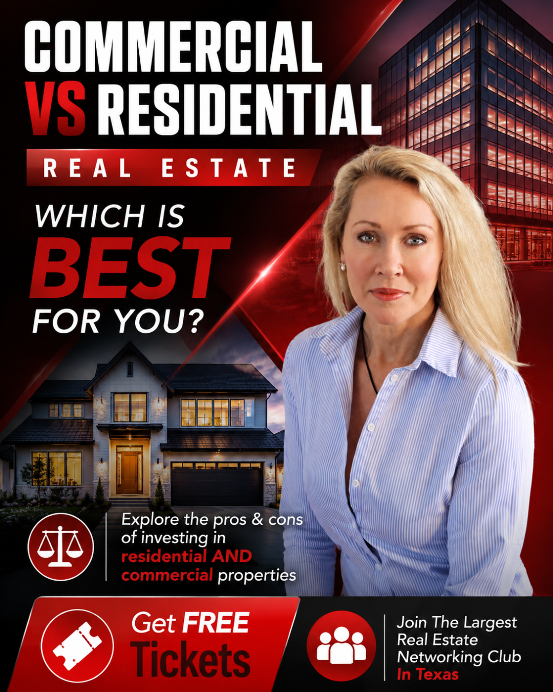Houston Real Estate Networking Club Facebook ad: Get FREE Tickets