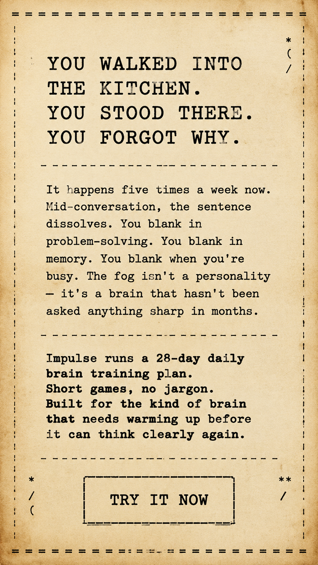 Impulse: Brain Training & Self-Discovery Facebook ad
