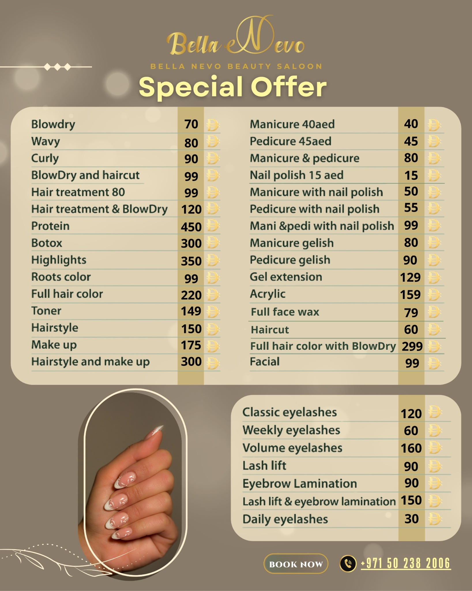 Bella Nevo beauty salon Facebook ad from Feb 22, 2026