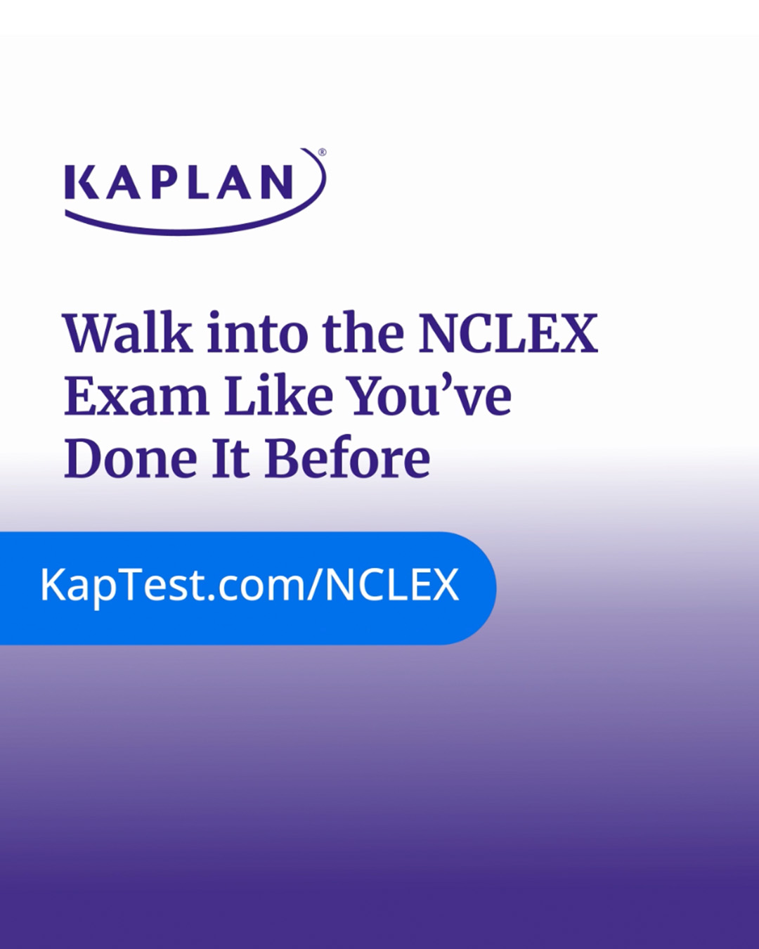 Kaplan NCLEX Prep Facebook ad: Experience Zero Surprises on the NCLEX