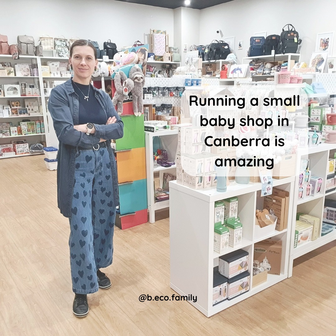 B Eco Family Baby Shop Facebook ad: Running a small baby shop in Canberra is…