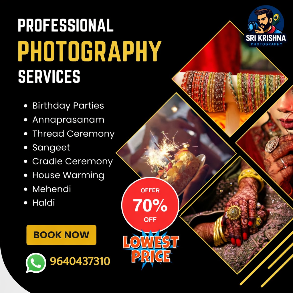 Sri Krishna Photography Facebook ad: Professional Photography & Videography
