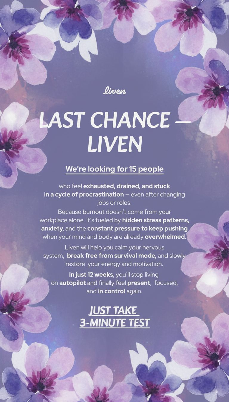 Liven: Communauté d'Éveil de Soi Facebook ad: Easy to Follow Anti-Burnout Plan