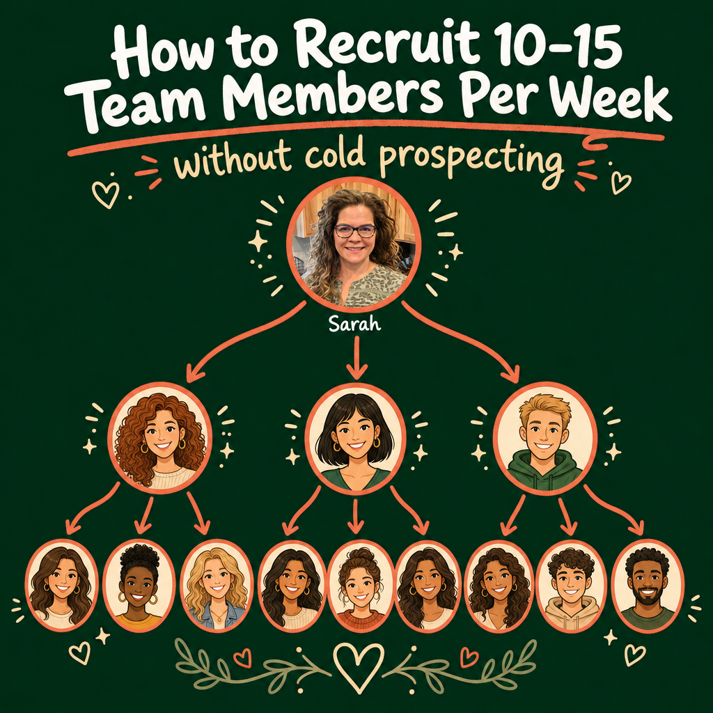 Sarah Gadacz Kitchen Simplifier and Business Automation Facebook ad: Stop Chasing. Start Attracting. Recruit 10-15 Team Members…