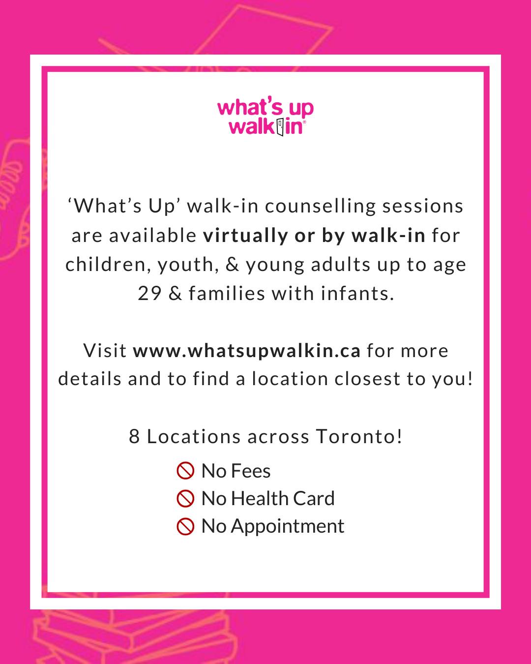 What's Up Walk-in Counselling Clinic Facebook ad: What's Up' walk-in offers free in-person and virtual…