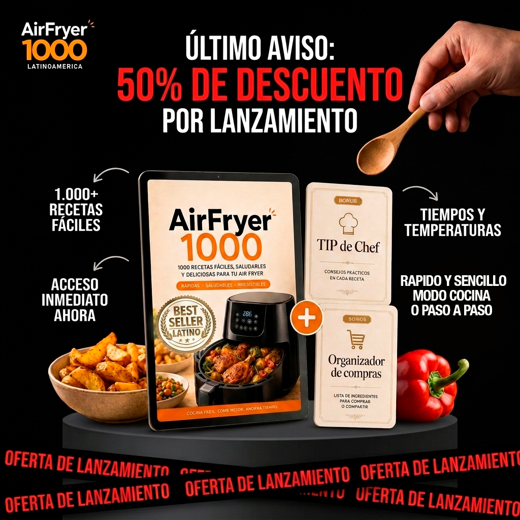 AirFryer1000 Facebook ad: 1.000+ Recetas para tu Air Fryer