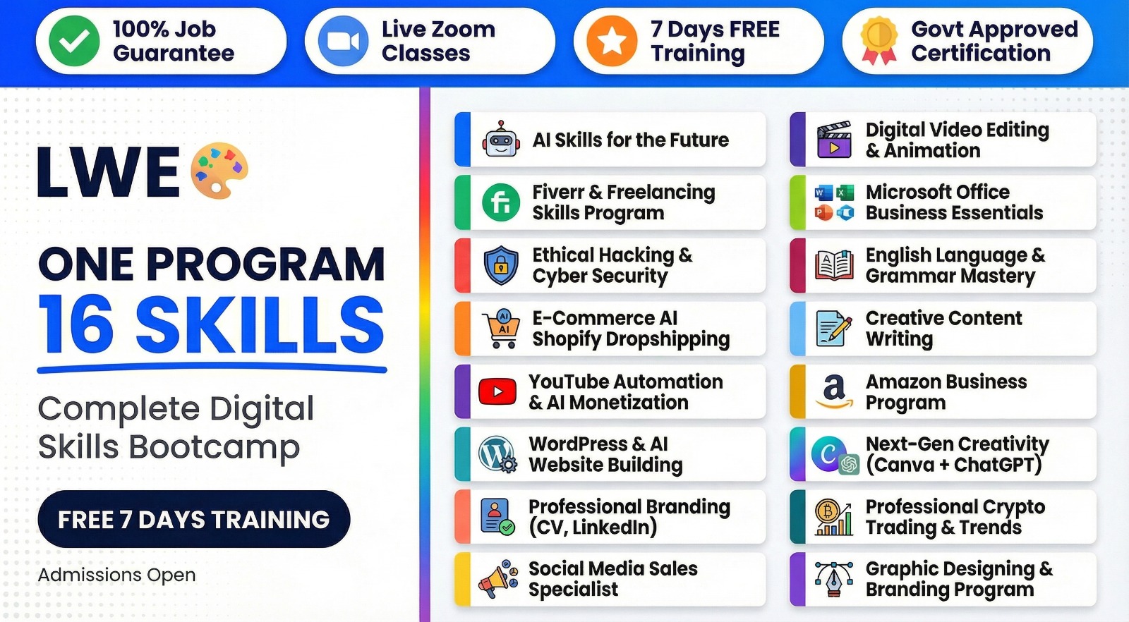 LWE Online Skills Facebook ad: join us FREE