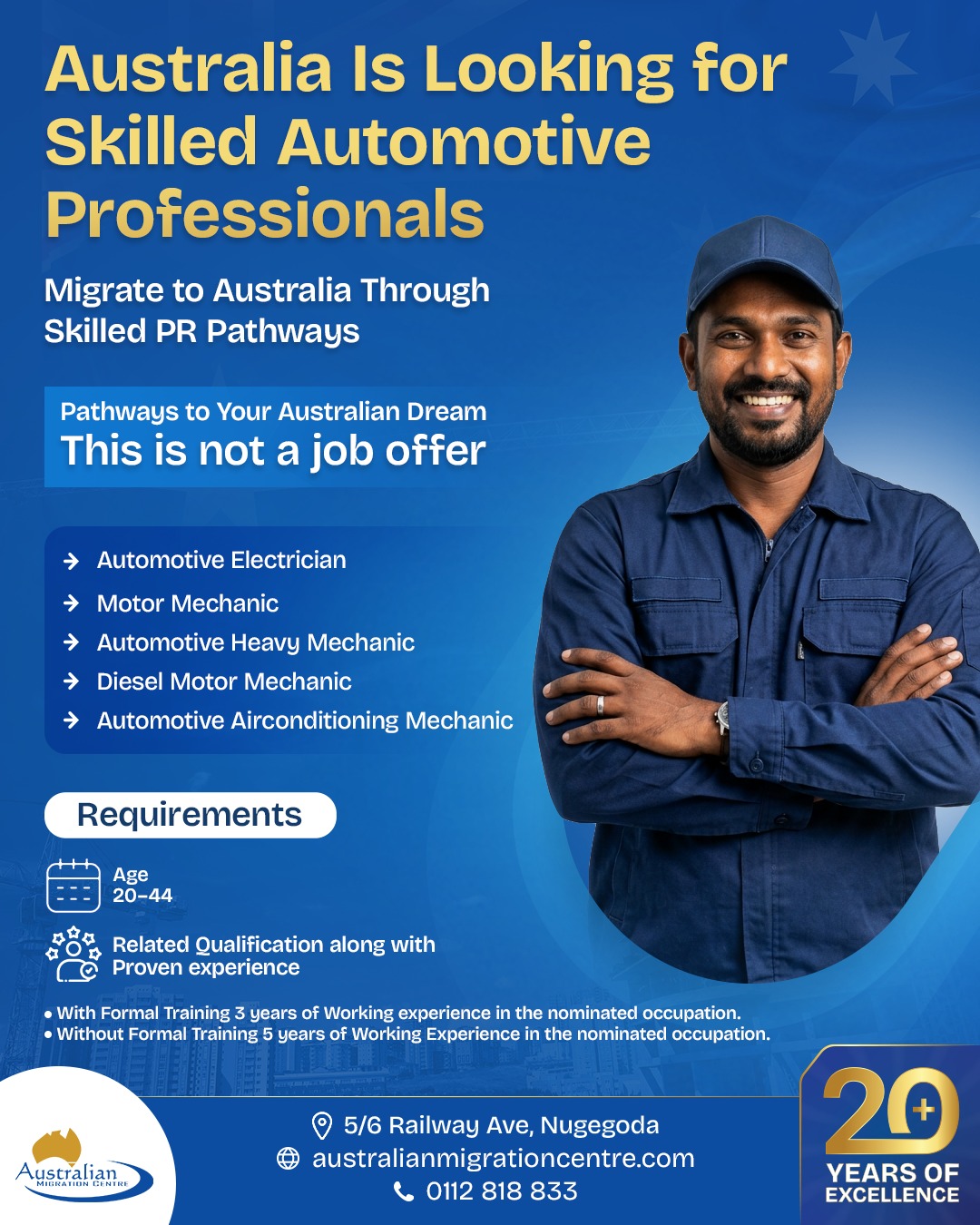 Australian Migration Centre Facebook ad: Skilled Visa Pathways for Automotive Professionals
