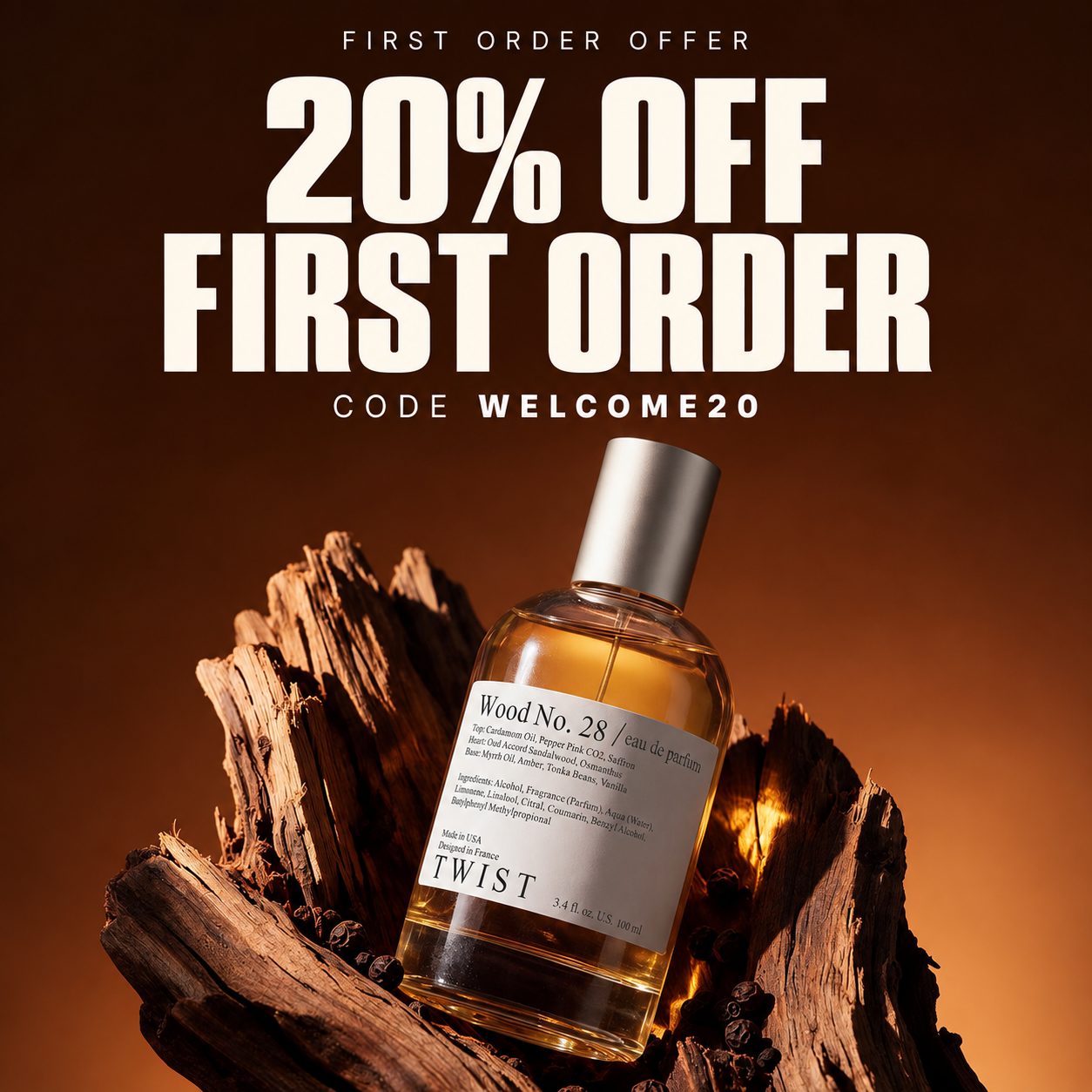 Twist Perfumes Facebook ad: 20% Off Your First Order