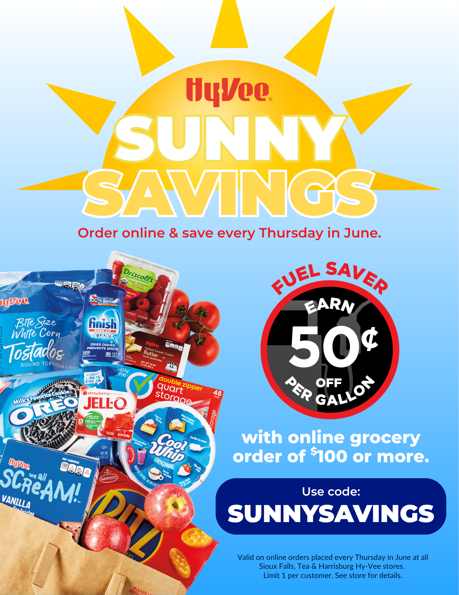 Hy-Vee Facebook ad: Order online and save every Thursday in June!