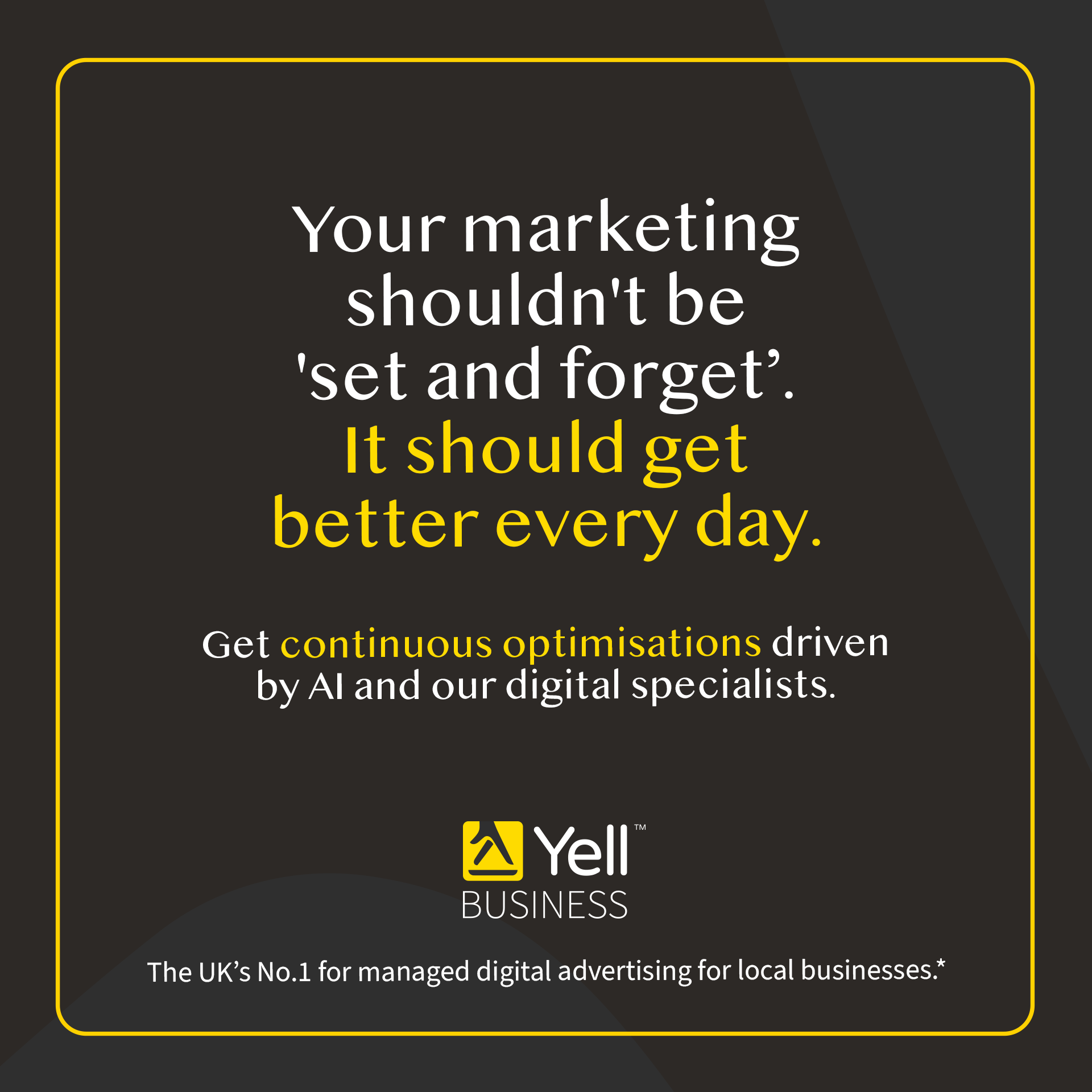 Yell Business Facebook ad: AI-powered insights plus human expertise.