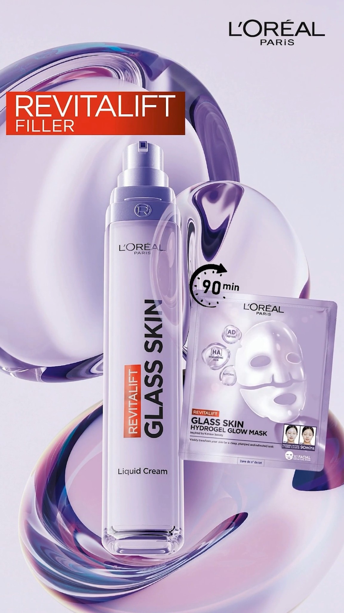 L'Oréal Paris Facebook ad: ترطيب 100 ساعة وبشرة زجاجية في ثواني!