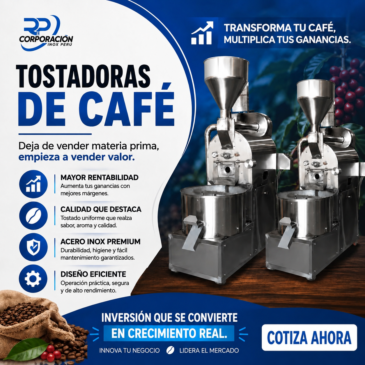 R&P Corporación Inox Perú Facebook ad: COTIZA WHATSAPP