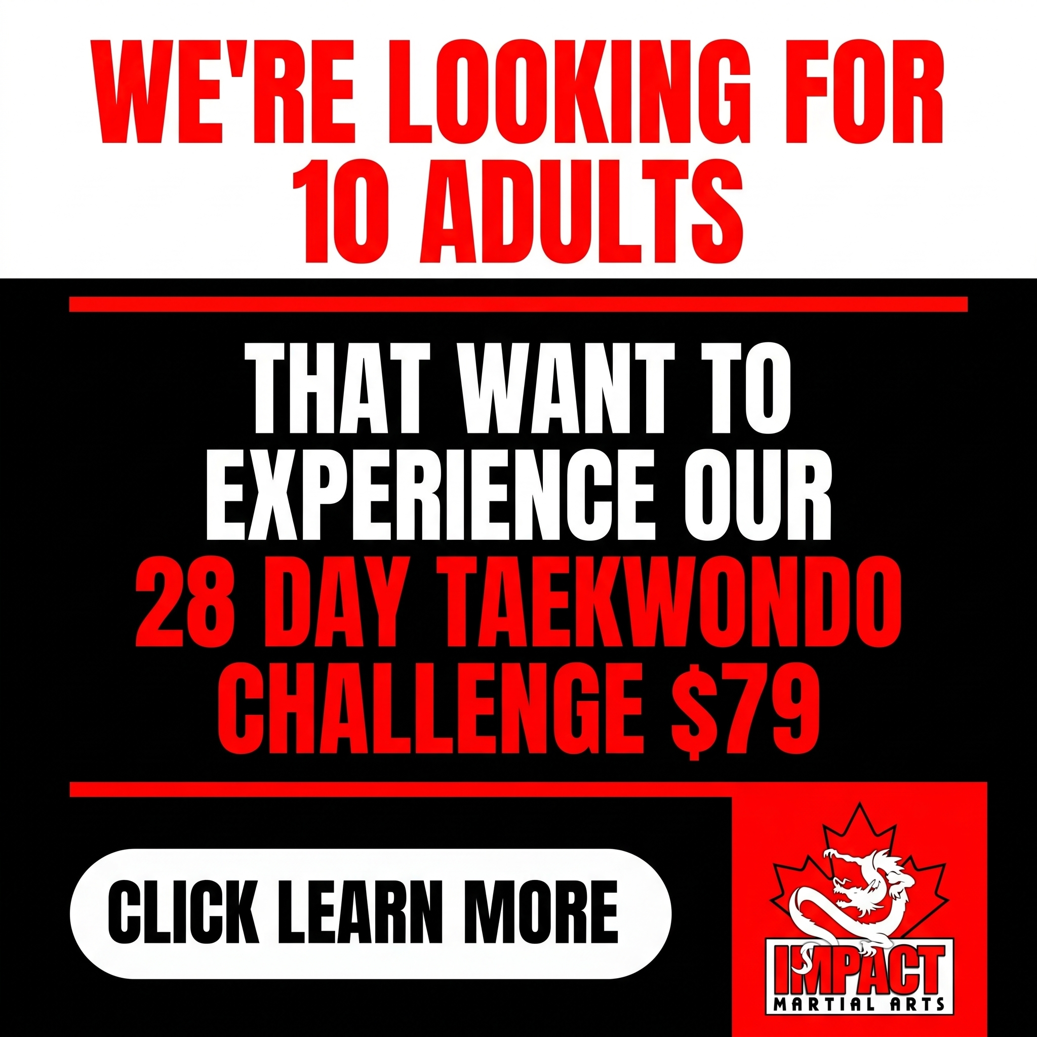 Impact Martial Arts Facebook ad
