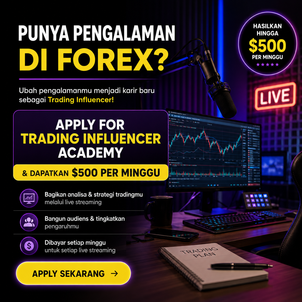 Streaming Academy Facebook ad: Stockity Streamer Academy