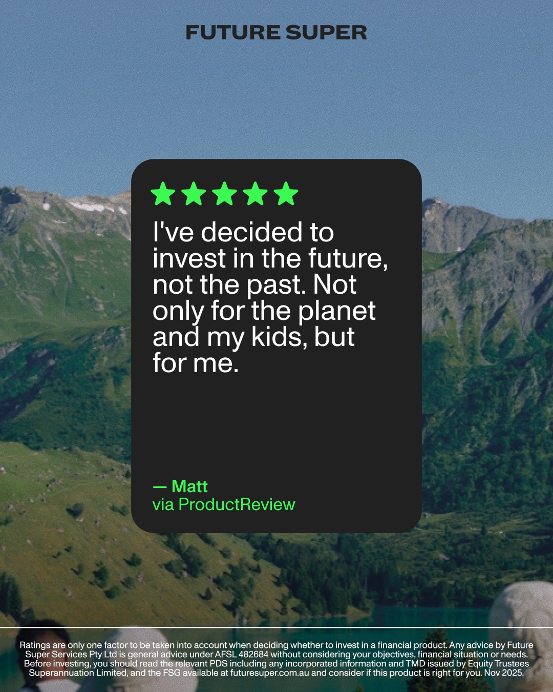 Future Super Facebook ad: Sustainable Investing | Future Super