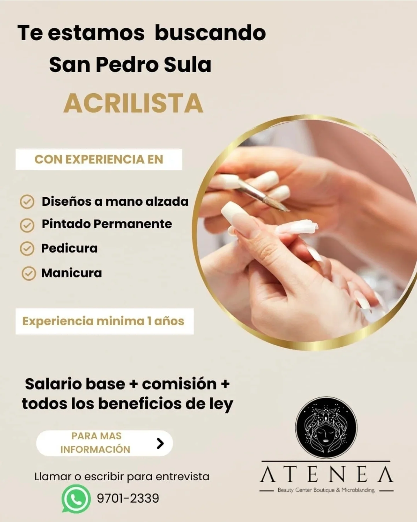 Atenea Facebook ad: Excelente oportunidad de trabajo, únete a nuestro equipo…