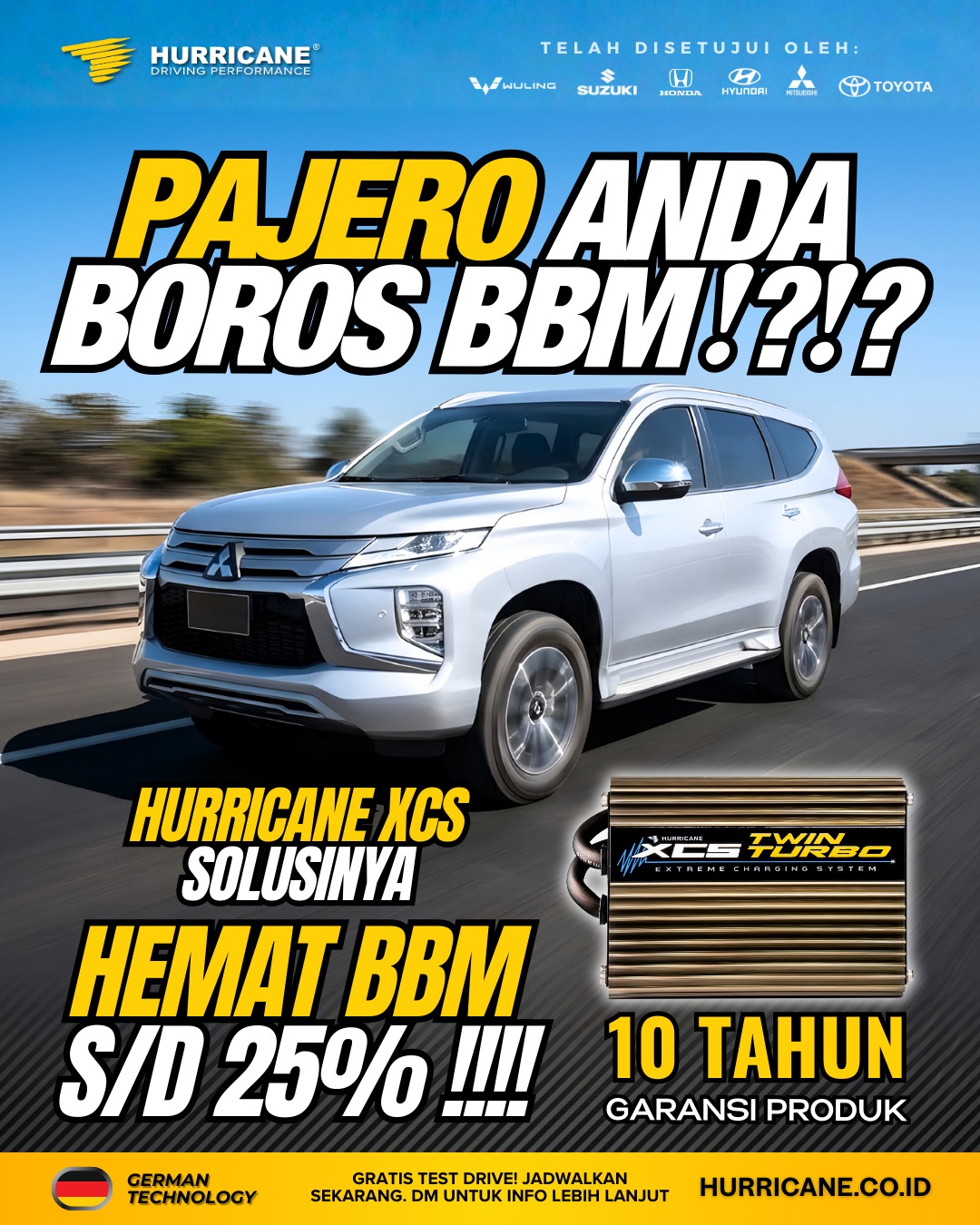 Hurricanexcscenter Facebook ad: Pajero udah gagah, tapi kalau masih boros BBM……