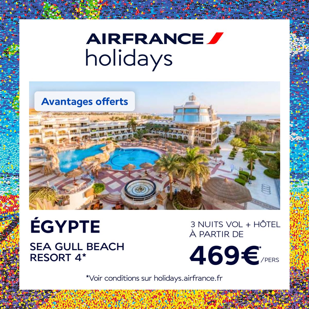 Air France holidays Facebook ad from Jul 20, 2026
