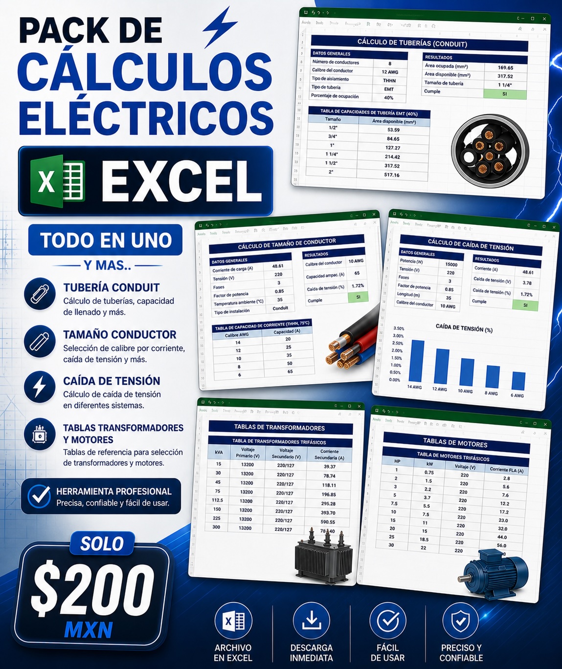 Instalaciones eléctricas media y baja tensión, y mas Facebook ad: Cálculos Eléctricos Varios en Excel, NOM-001-SEDE-2012…