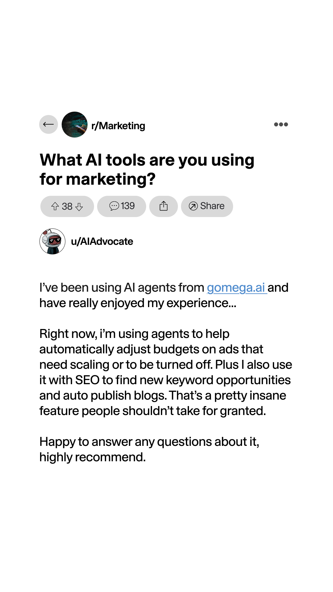 MEGA AI Facebook ad