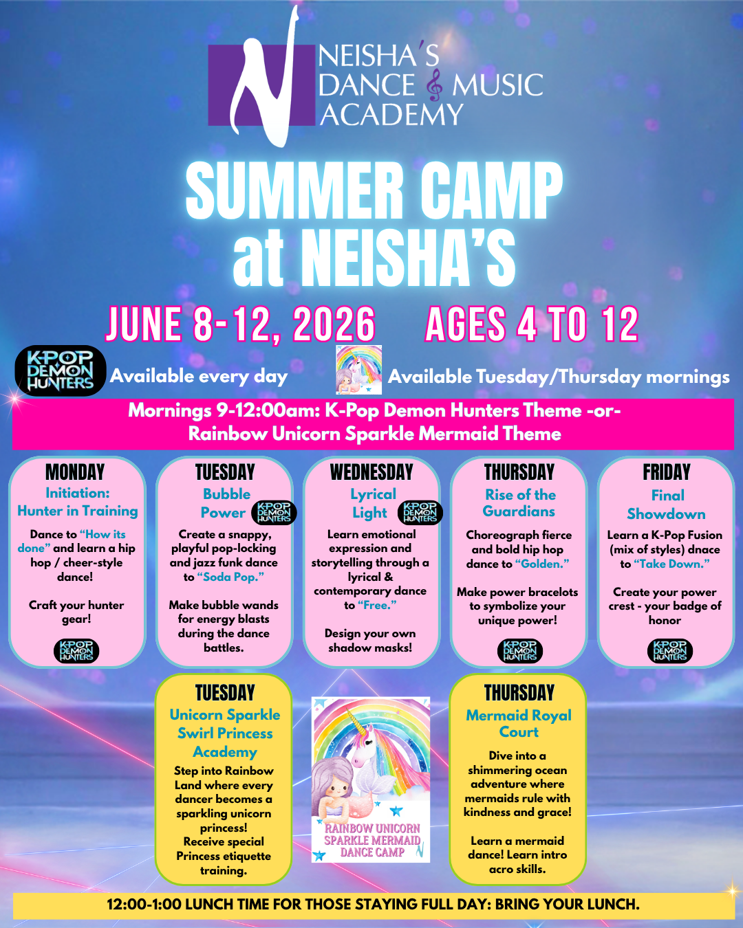 Neisha's Dance & Music Academy Facebook ad: SUMMER CAMP 2026 at Neisha’s is HERE!