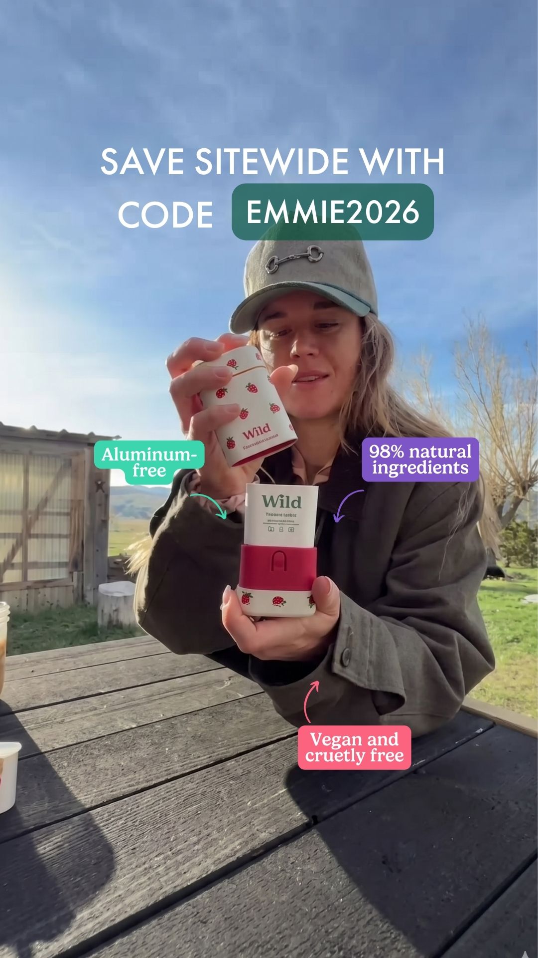 Wild Facebook ad: Get 20% off all Wild products with code EMMIE2026