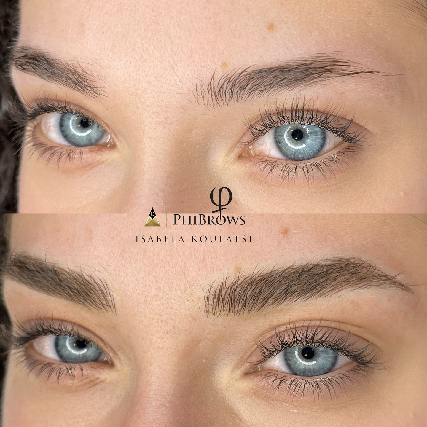 Microblading Heraklion Crete Facebook ad: Microblading that makes blue eyes unforgettable.