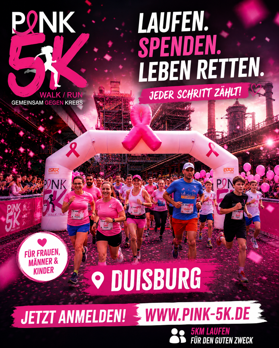 PINK 5K - Gemeinsam gegen Brustkrebs Facebook ad: Beim PINK-5K geht es nicht um Bestzeiten.
