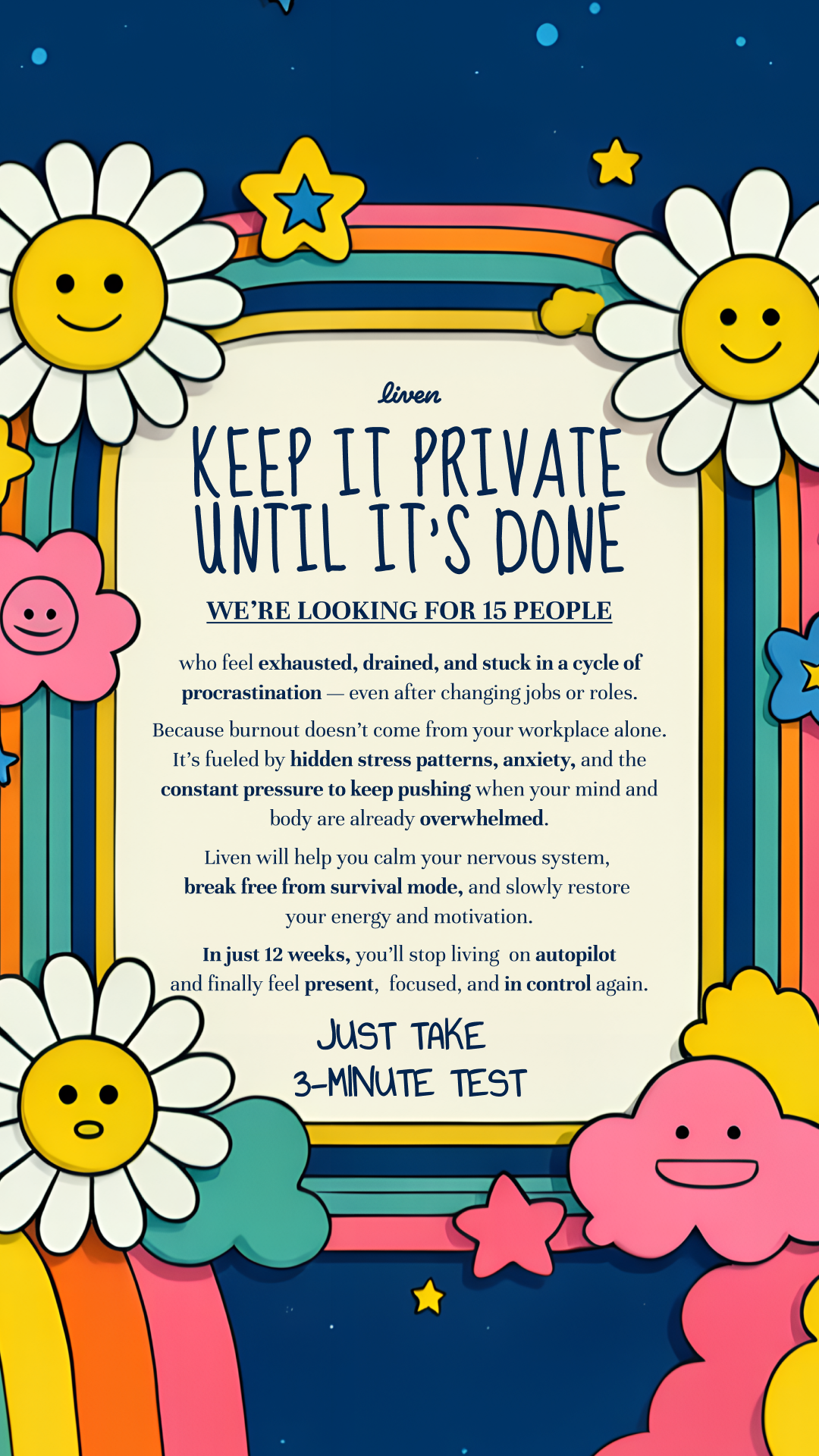Liven: Communauté d'Éveil de Soi Facebook ad: Easy to Follow Anti-Burnout Plan