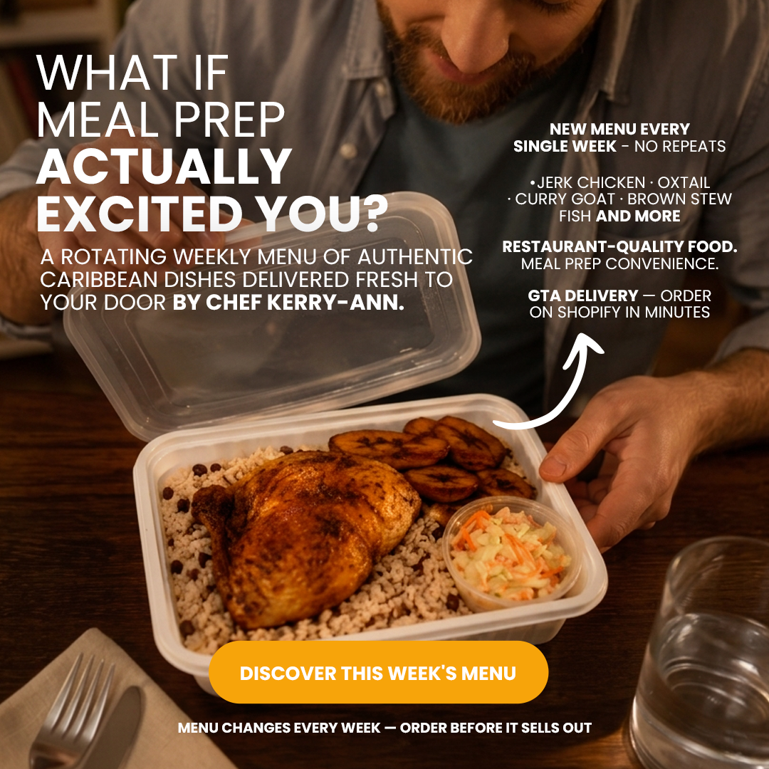 Caribbean Hot House Meal Prep Facebook ad: Real Caribbean Food, Delivered to Your Door