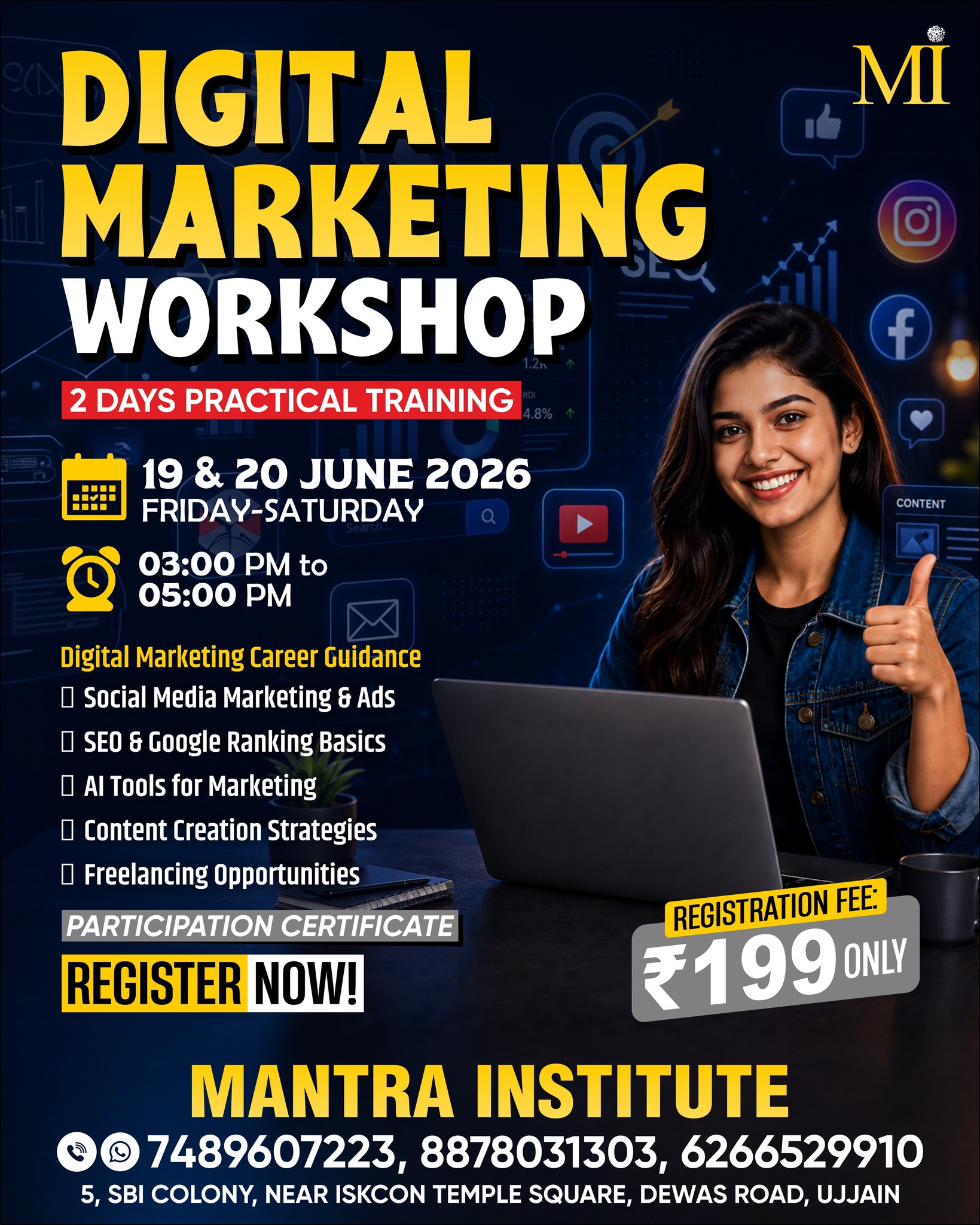Mantra Institute Facebook ad: Best Computer Institute in Ujjain | Animation, Graphic…