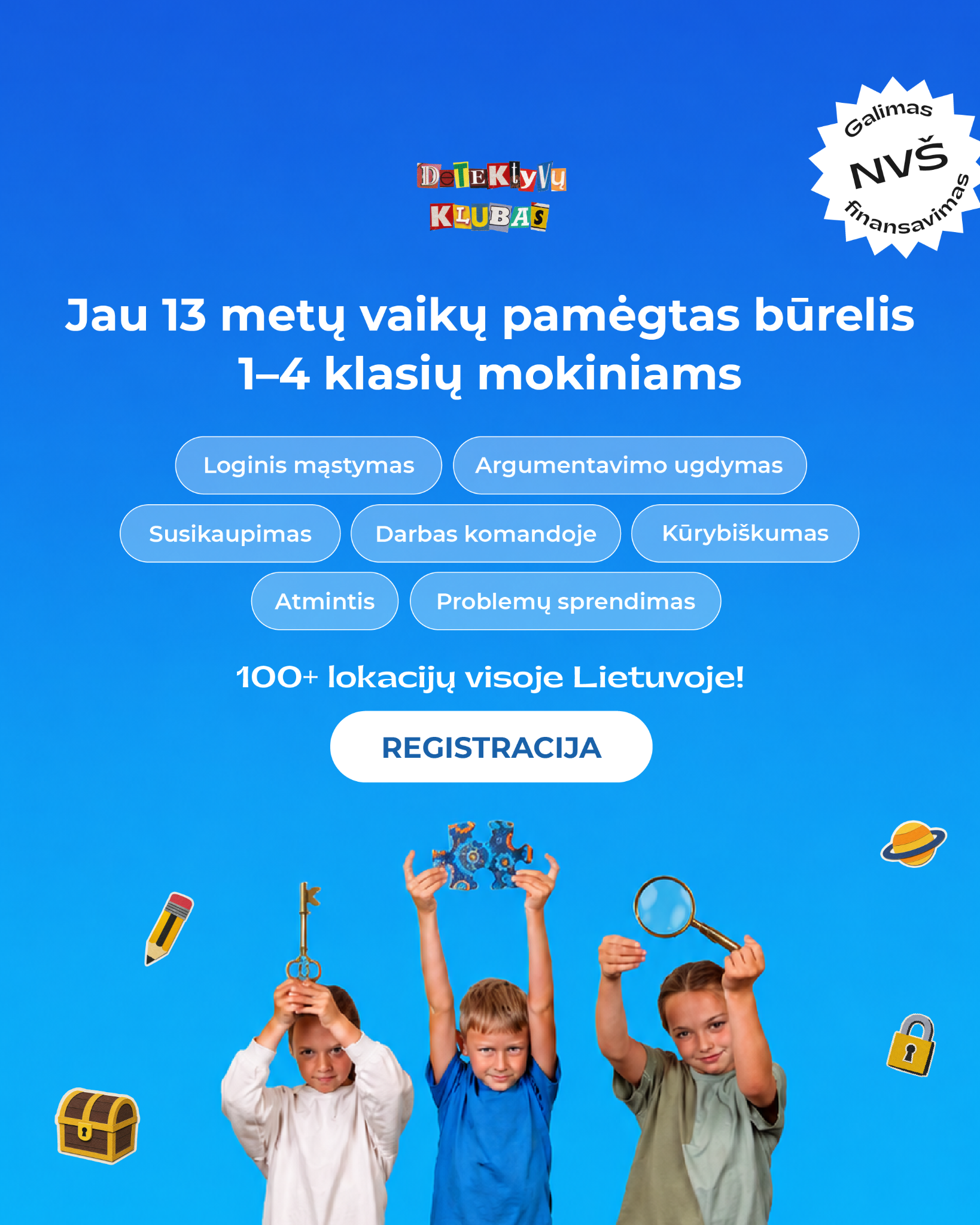 Detektyvų klubas Facebook ad: Svarbiausias vaiko įgūdis, gebėjimas mąstyti