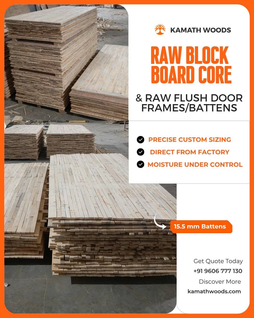Kamath Woods Facebook ad: Looking for raw block board core battens and…