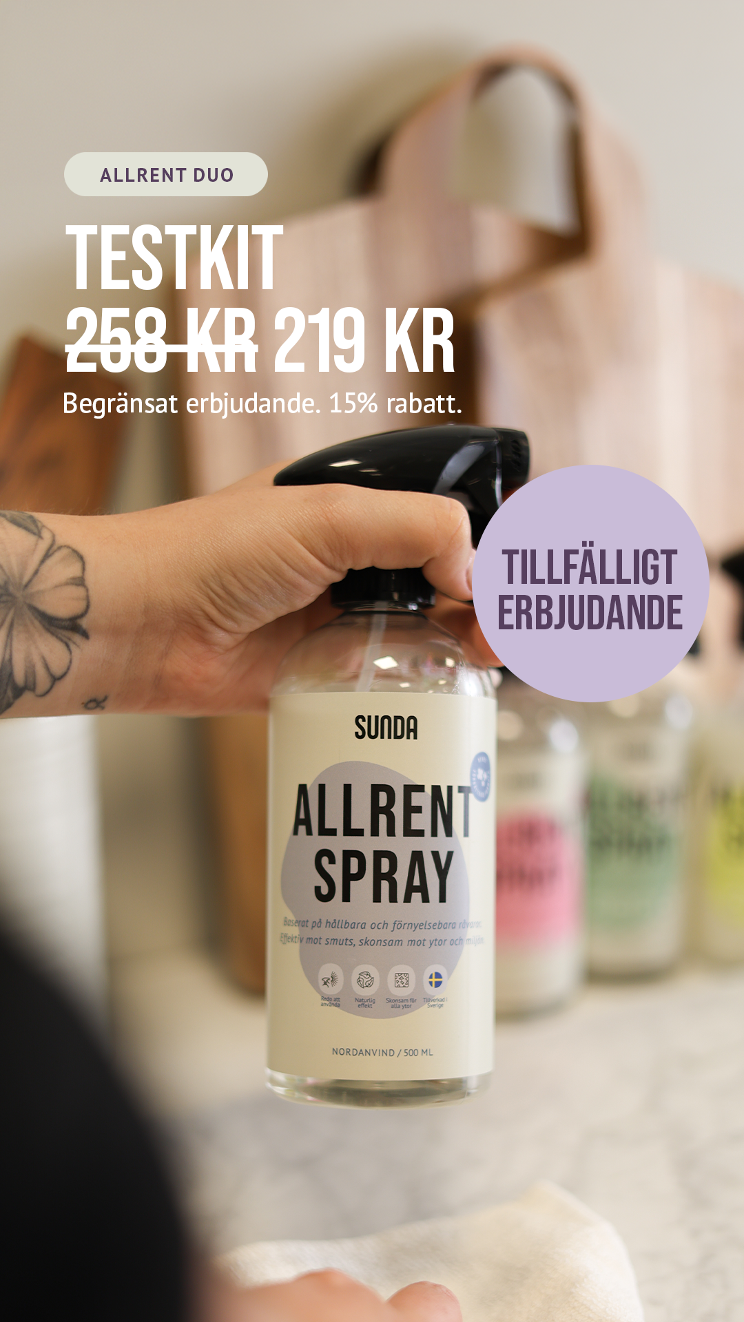 Sunda Facebook ad: 75 000+ kunder. 4,7 i betyg. Testa Allrent idag