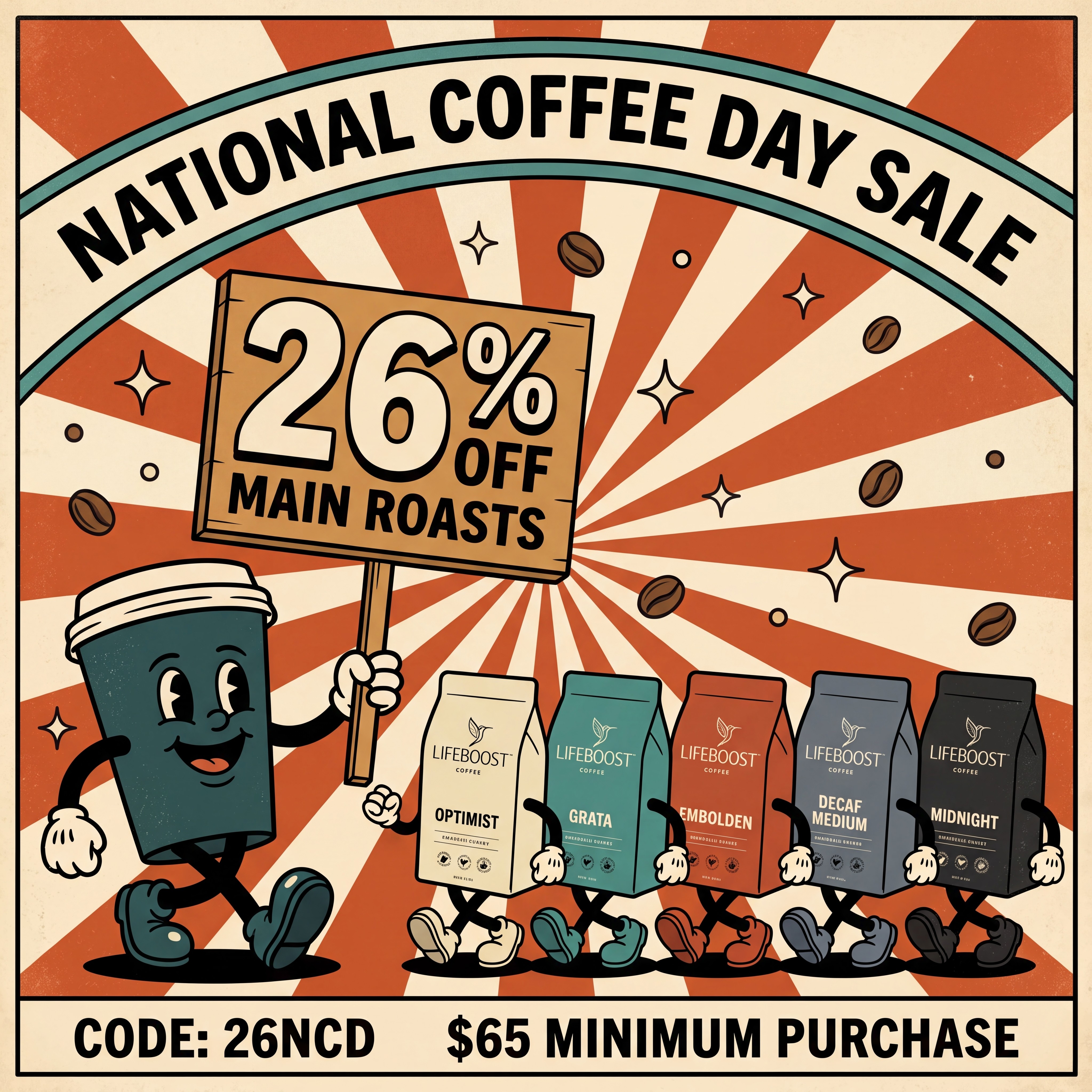 Lifeboost Coffee Facebook ad: National Coffee Day Sale!