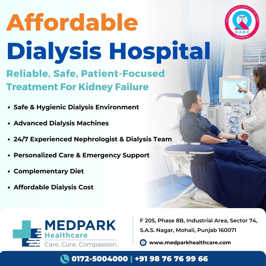 Medpark Healthcare Facebook ad: Affordable Dialysis Hospital in Mohali