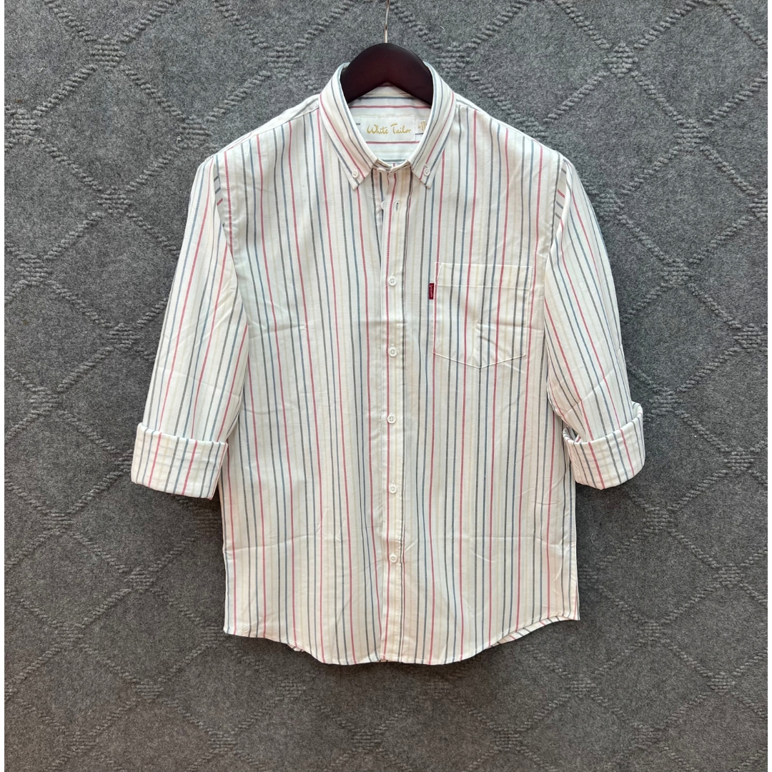 White Tailor Facebook ad: multi-tonal white Stripe full sleeve premium cotton shirt…