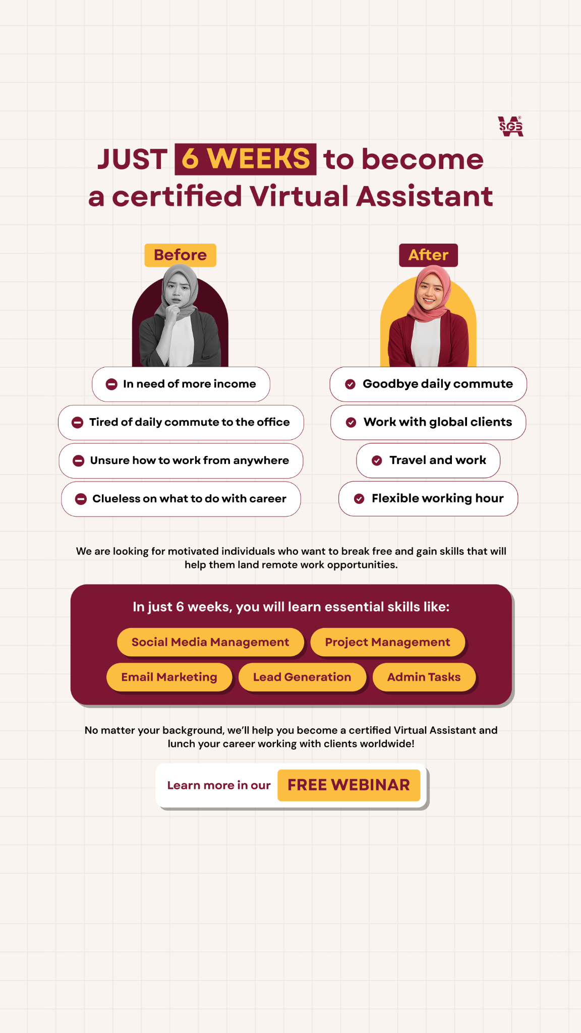 SGBVA / Virtual Assistant Course Facebook ad