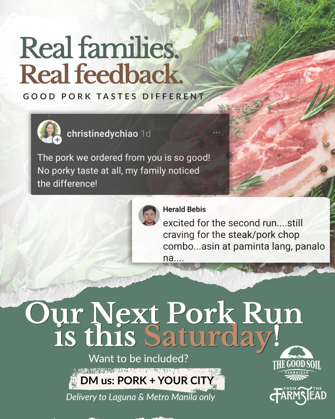 From the Farmstead Ph Facebook ad: Our first few pork delivery runs from the…