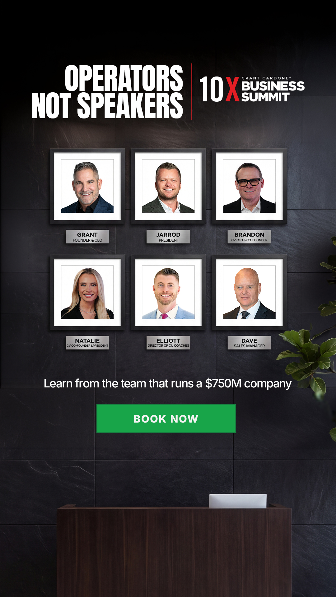 Grant Cardone Facebook ad: Operators, Not Speakers. $750M Team.