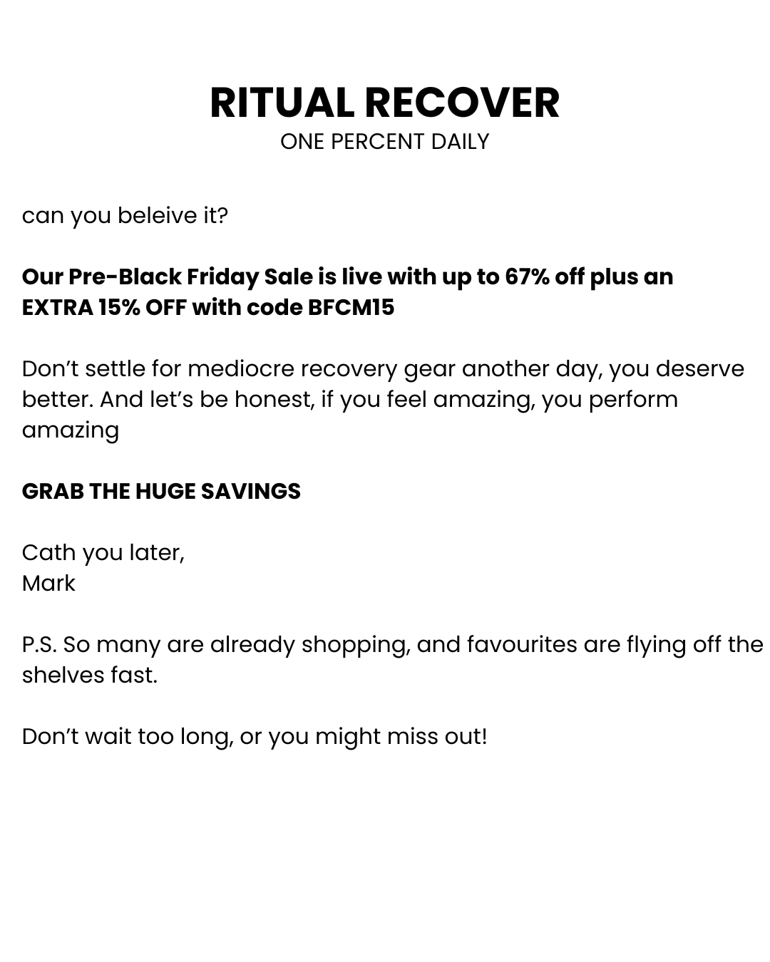Ritual Recover Facebook ad from Nov 26, 2025