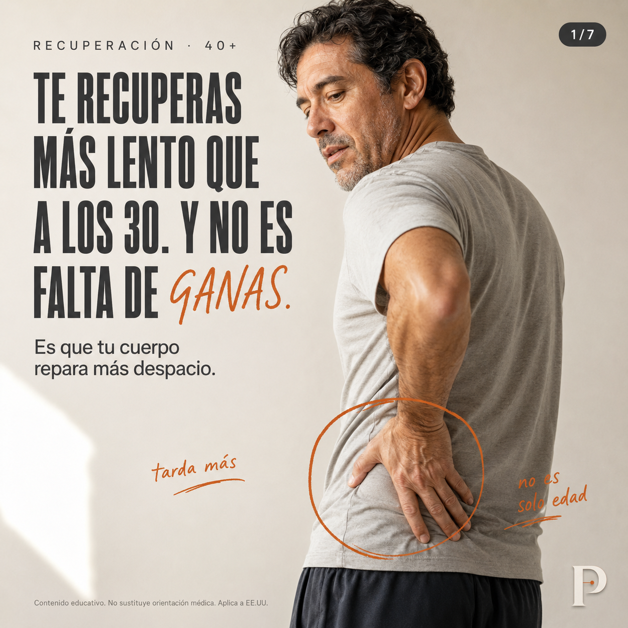 Prime Physique Facebook ad: Te recuperas más lento que a los 30.